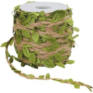 66Ft Natural Jute Twine 5MM Burlap Leaf Ribbon with Artificial Vine Greenery